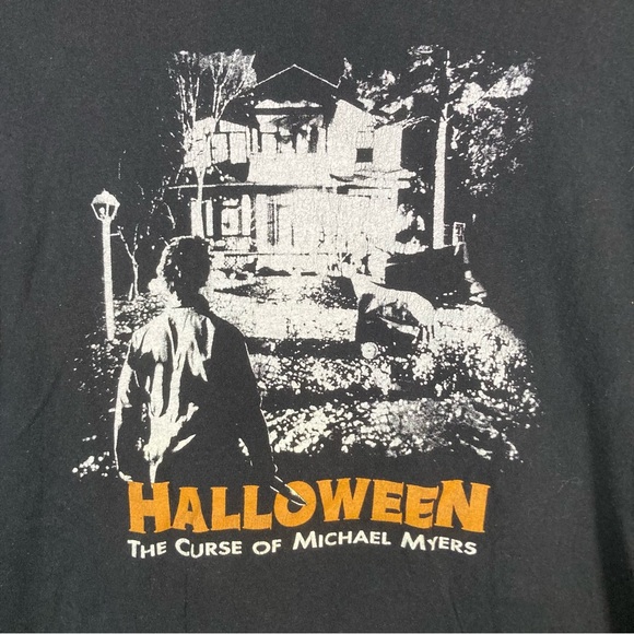 Halloween T-Shirt Mens Sz Large Black Curse Of Michael Myers House Horror Movie - Picture 2 of 4